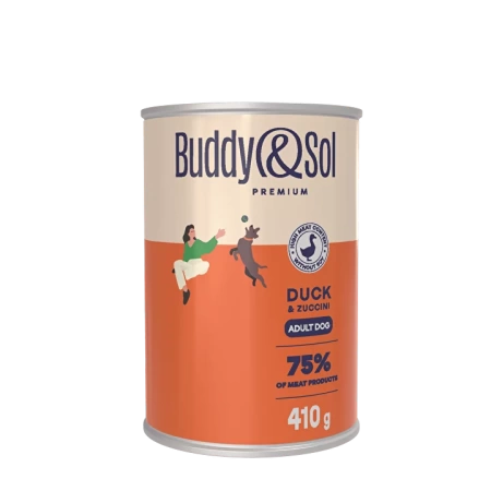 Консервы для собак Buddy&Sol PREMIUM 410гр (телятина, с уткой и цуккини) BS454